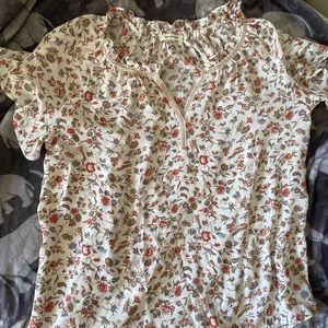 max studio womens Floral top blouse size L sheer fabric